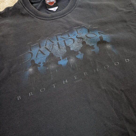 Vintage Distressed HARLEY DAVIDSON Brotherhood Robin Hood Motorcycle Shirt L - Picture 5 of 6